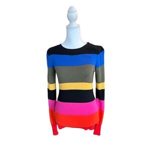 Express Women's XS Multicolor Striped Crewneck Pullover Sweater